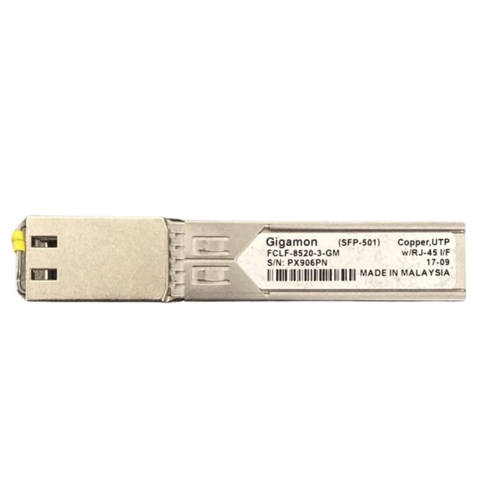 Gigamon 1000BASE-T Copper SFP Transceiver – 1Gbps RJ-45 module supporting up to 100 meters over Cat5e/Cat6 cables.