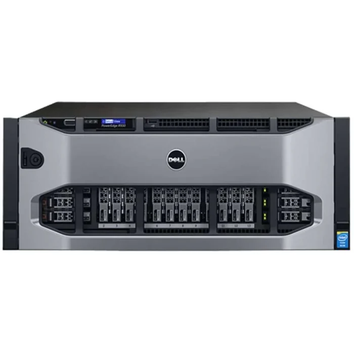 Front view of DELL EMC PowerEdge R930 4U with 4x2.5" drive bays and bezel cover installed.
