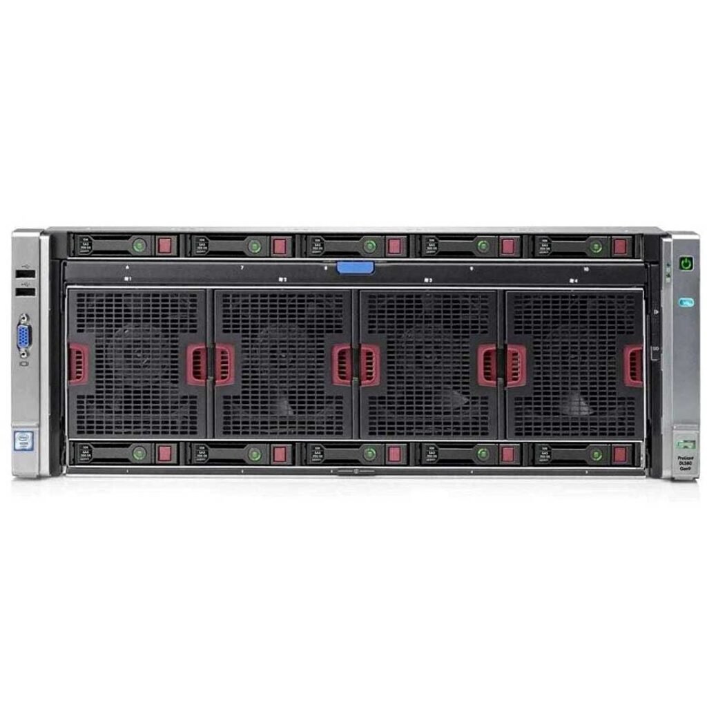 Front view of the HPE ProLiant DL580 Gen9 10x2.5" rack server, featuring a 4U design, 10 SFF drive bays, and high-performance enterprise computing.