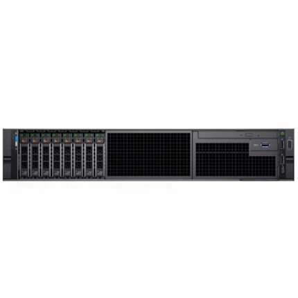 Front view of Dell EMC PowerEdge R740 8x2.5" rack server with 8 small-form-factor drive bays, ideal for virtualization and enterprise applications.