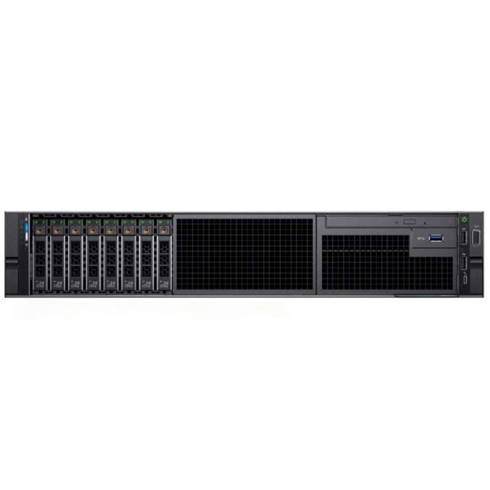 Front view of Dell EMC PowerEdge R740 8x2.5" rack server with 8 small-form-factor drive bays, ideal for virtualization and enterprise applications.