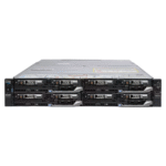 Front view of Dell PowerEdge FX2 Enclosure showcasing modular blade server design with shared power, cooling, and network infrastructure for high-density IT setups.