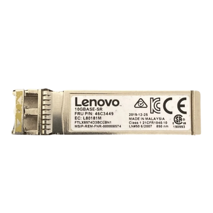 Lenovo 10GBASE-SR SFP+ Transceiver – 850nm, LC Connector, up to 300m over OM3 Multimode Fiber