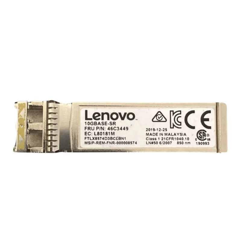 Lenovo 10GBASE-SR SFP+ Transceiver – 850nm, LC Connector, up to 300m over OM3 Multimode Fiber