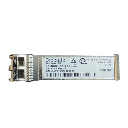 Brocade 10G-SFPP-SR 10GBASE-SR SFP+ Transceiver – 850nm, LC Connector, up to 300m over OM3 Multimode Fiber