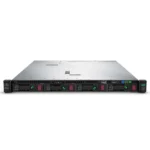 Front view of HPE ProLiant DL360 Gen10 4x3.5″ server showing 4 large form factor drive bays in a 1U rackmount chassis designed for space-efficient performance.
