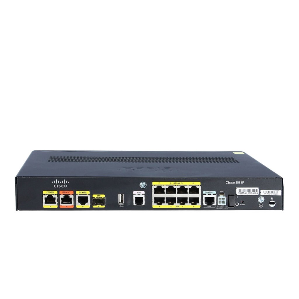 Cisco 891F Integrated Services Router – 8x Gigabit Ethernet Ports, 4x PoE, SFP WAN, ISDN BRI, V.92 Modem