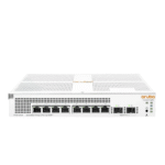 Image of Aruba Instant On 1930 8G Class4 Switch featuring 8 Gigabit PoE ports and cloud-based network management.
