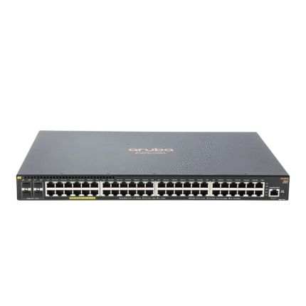 Front view of HPE Aruba Networking 2540 48G with 48 Gigabit ports and 4 SFP+ uplinks