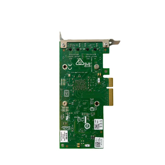 Rear view of Dell 0C4D5P Intel X550-T2 Dual Port 10G network card showing PCIe connector and internal components.