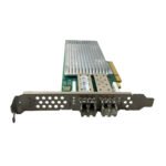 Side view of NetApp QLE2672 Dual-Port 16Gbps/10GbE network card showing fiber ports.