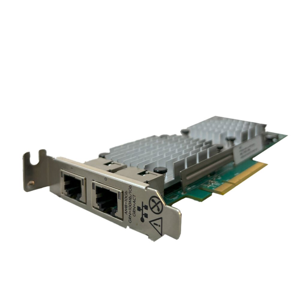 Side view of HPE 656596-B21 Dual Port 530T 10GbE network card showing LAN Ethernet ports.