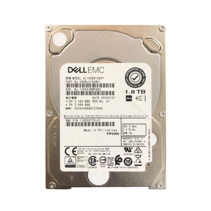 Dell EMC 1.8TB 12gb/s SAS 10K 2.5inch Hard