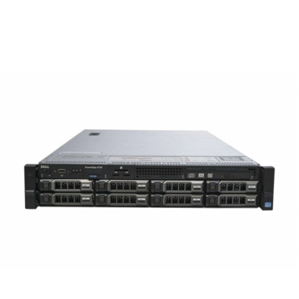 Front view of Dell EMC PowerEdge R720 8x3.5" server showing 8 hot-swappable 3.5-inch drive bays in a durable 2U rackmount chassis.