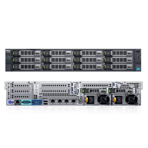 Front and rear view of Dell EMC PowerEdge R730XD with 16x3.5" and 2x2.5" drive bays
