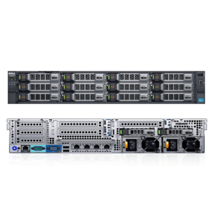Front view of Dell EMC PowerEdge R730XD 16x3.5″ rack server featuring 16 hot-swappable 3.5-inch drive bays in a 2U chassis, designed for enterprise use.