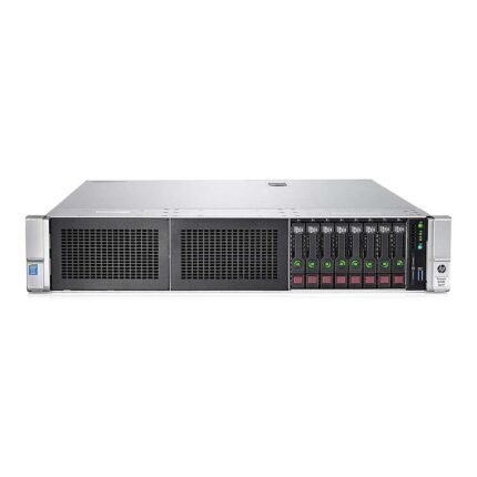 Front view of HPE ProLiant DL380 Gen9 8x2.5″ rack server with 8 SFF drive bays, ideal for small to mid-sized enterprise environments.