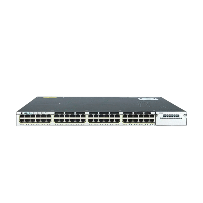 Cisco WS-C3750X-48P showing 48 PoE+ ports