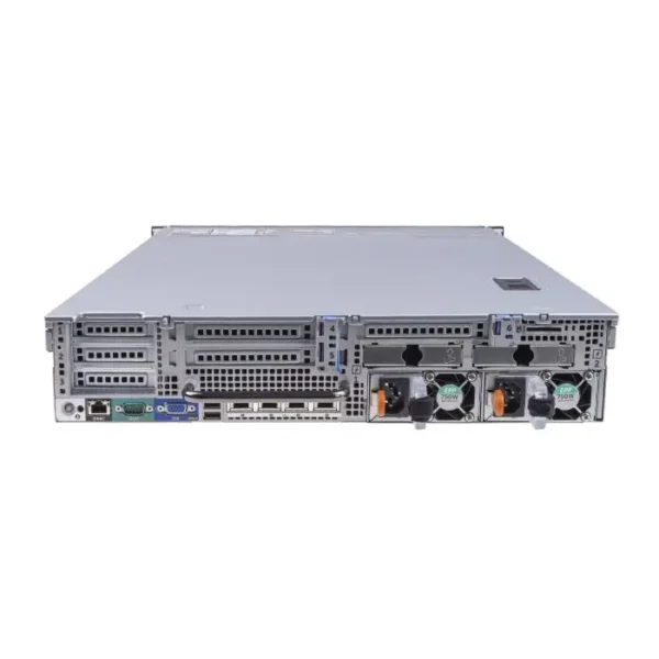 Rear view of Dell EMC PowerEdge R730XD with power supplies, I/O ports, and expansion slots