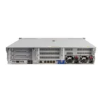 Rear view of HPE ProLiant DL380 Gen10 showing power supplies, I/O ports, and PCIe expansion slots.