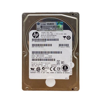 HP 599476-002 450GB SAS Hard Drive – 2.5 Inch, 6Gbps, 10K RPM