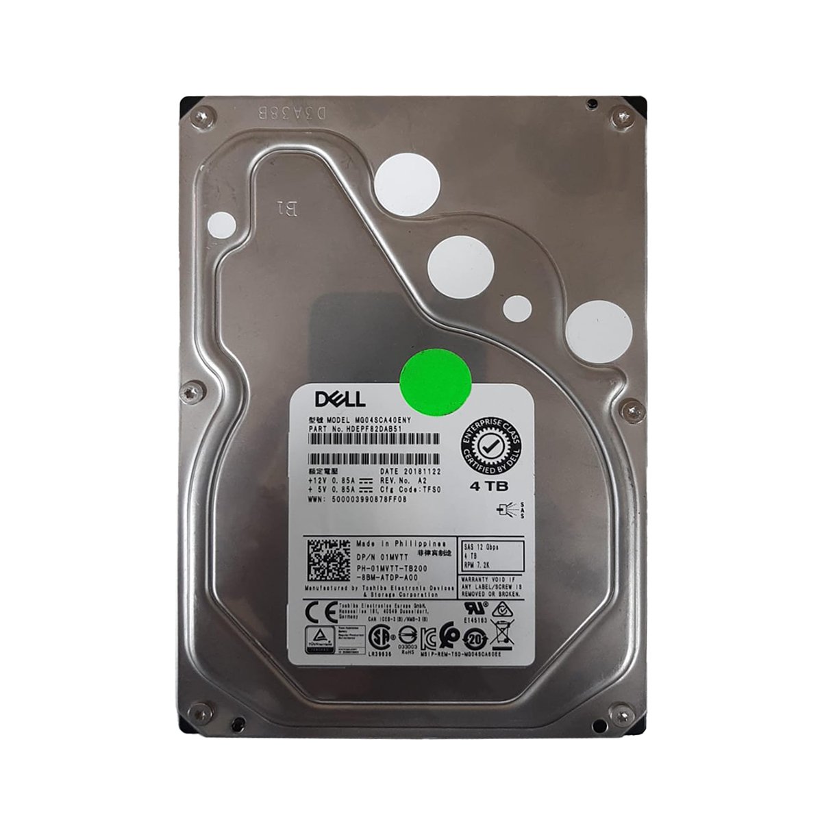 Dell 01MVTT 4TB SAS Hard Drive – 3.5", 7200 RPM, 12Gb/s, 128MB Cache