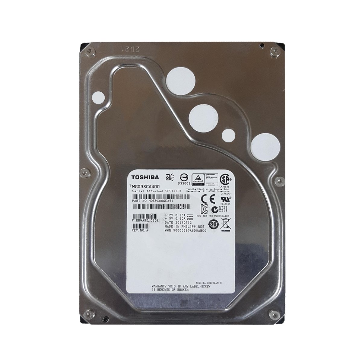 Toshiba HDEPC00GEA51 4TB SAS Hard Drive – 3.5", 7200 RPM, 6Gbps