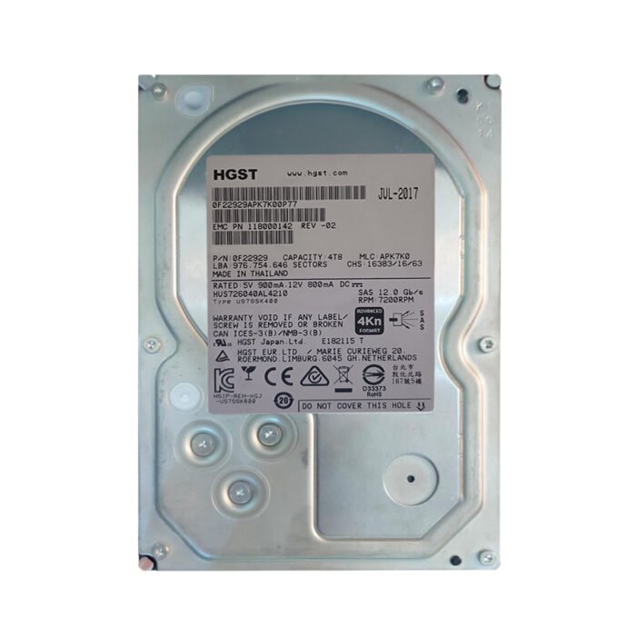 HGST 0F22929 4TB SAS Hard Drive – 3.5", 7200 RPM, 12Gbps