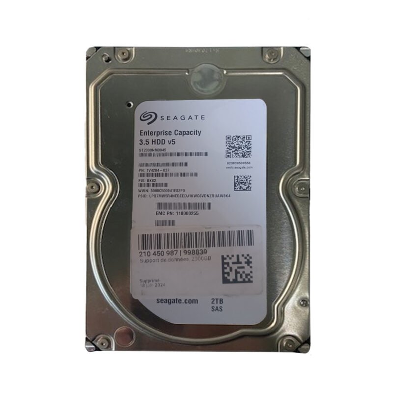 Seagate Exos 7E8 2TB SAS 12Gbps 3.5" Hard Drive – 7200 RPM, 128MB Cache, Model 1V4204-037