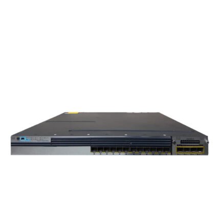 Cisco Catalyst 3750X 12 Port GE SFP Switch front view showing 12x SFP ports and uplink slot