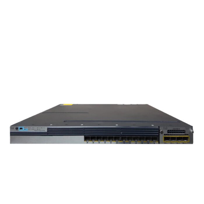 Cisco Catalyst 3750X 12 Port GE SFP Switch front view showing 12x SFP ports and uplink slot