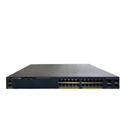 Cisco WS-C2960X-Series 24 port switch with front-facing 24 Ethernet ports and 4 SFP uplinks