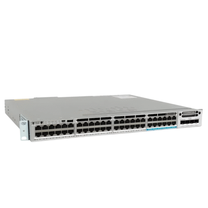 Cisco WS-C3850-12X48U-L 4x10GB switch showing 12 10-Gigabit, 48 Gigabit, and 4 additional 1 Gigabit Ethernet ports